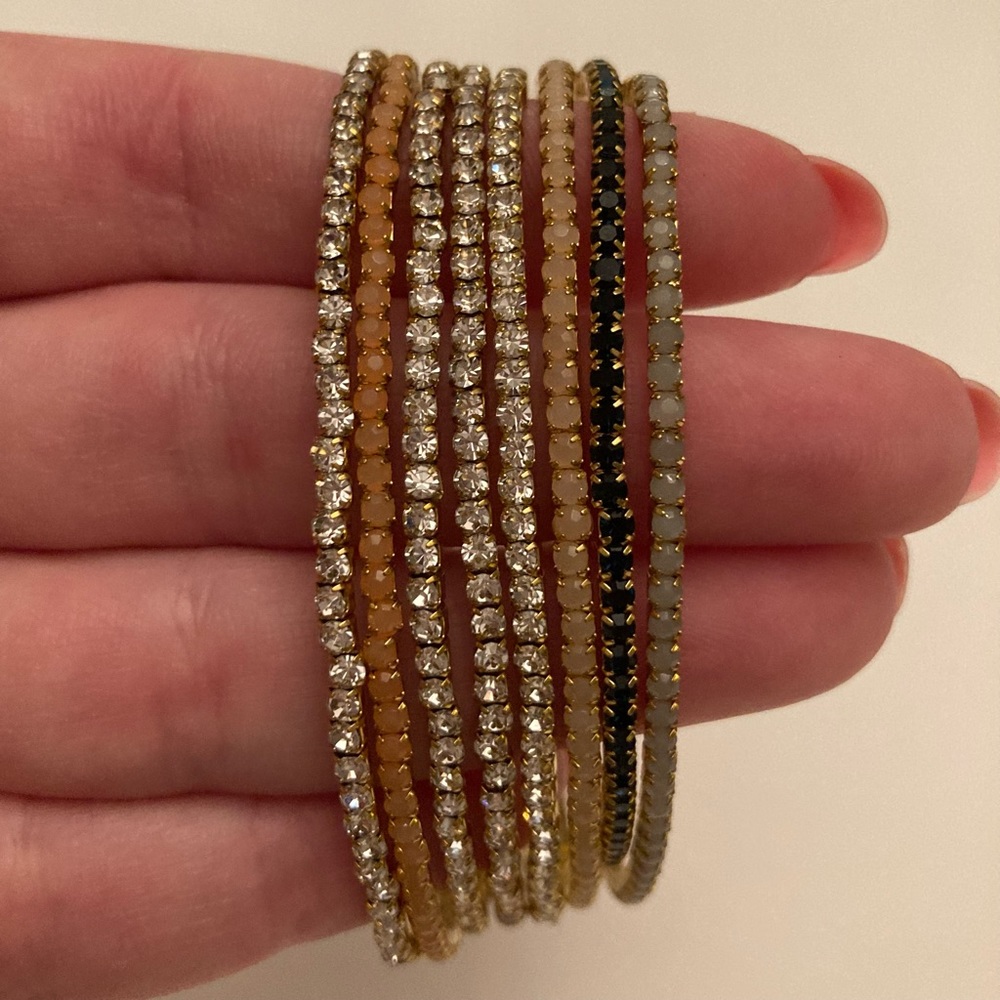 The Skyline Collection Gold Crystal Stretch Bracelets Set Of 8